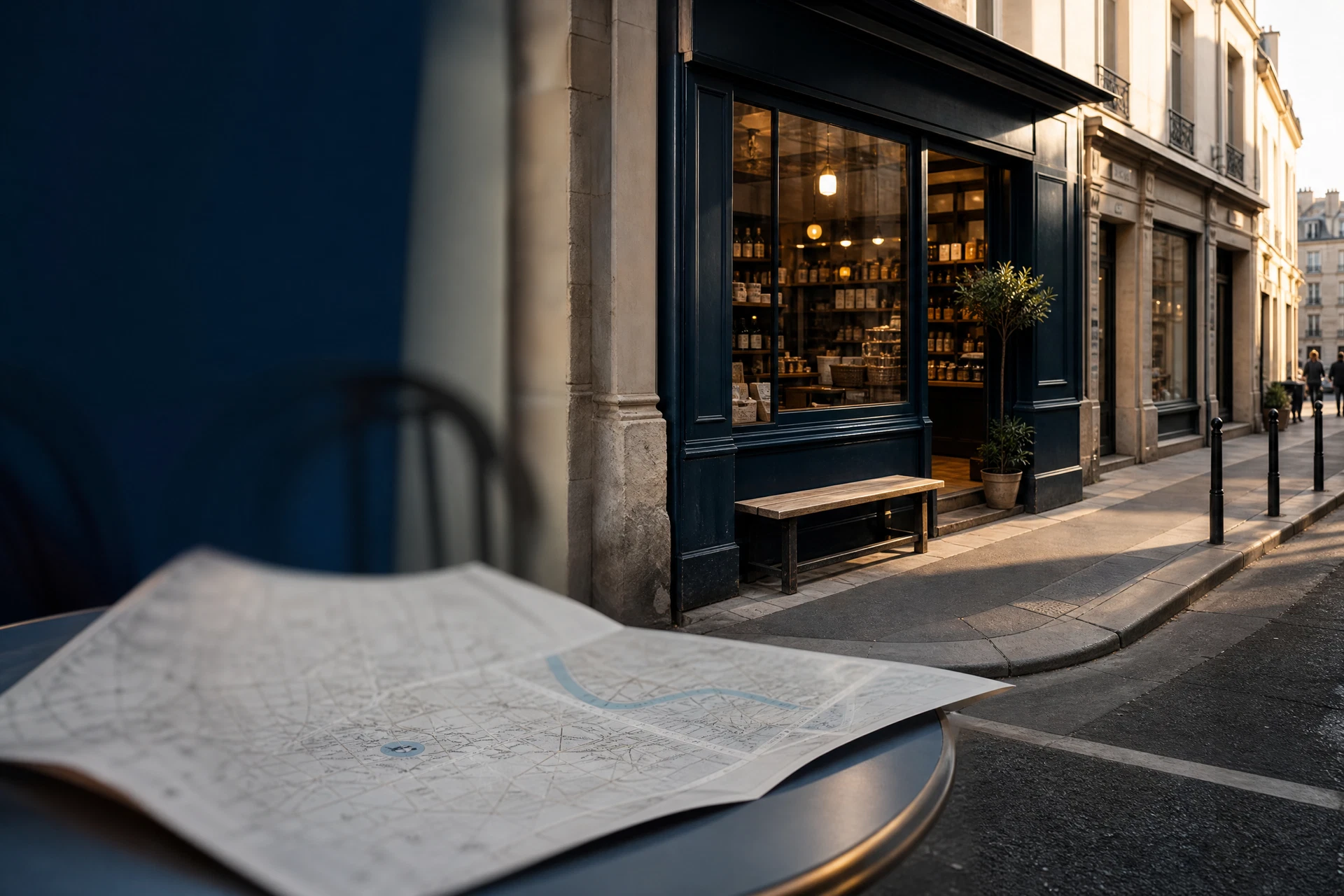 Commerce local et plan de quartier pour illustrer la visibilité de proximité