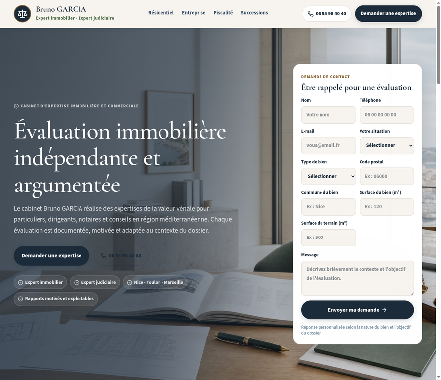 Aperçu du premier écran du site Cabinet Bruno Garcia